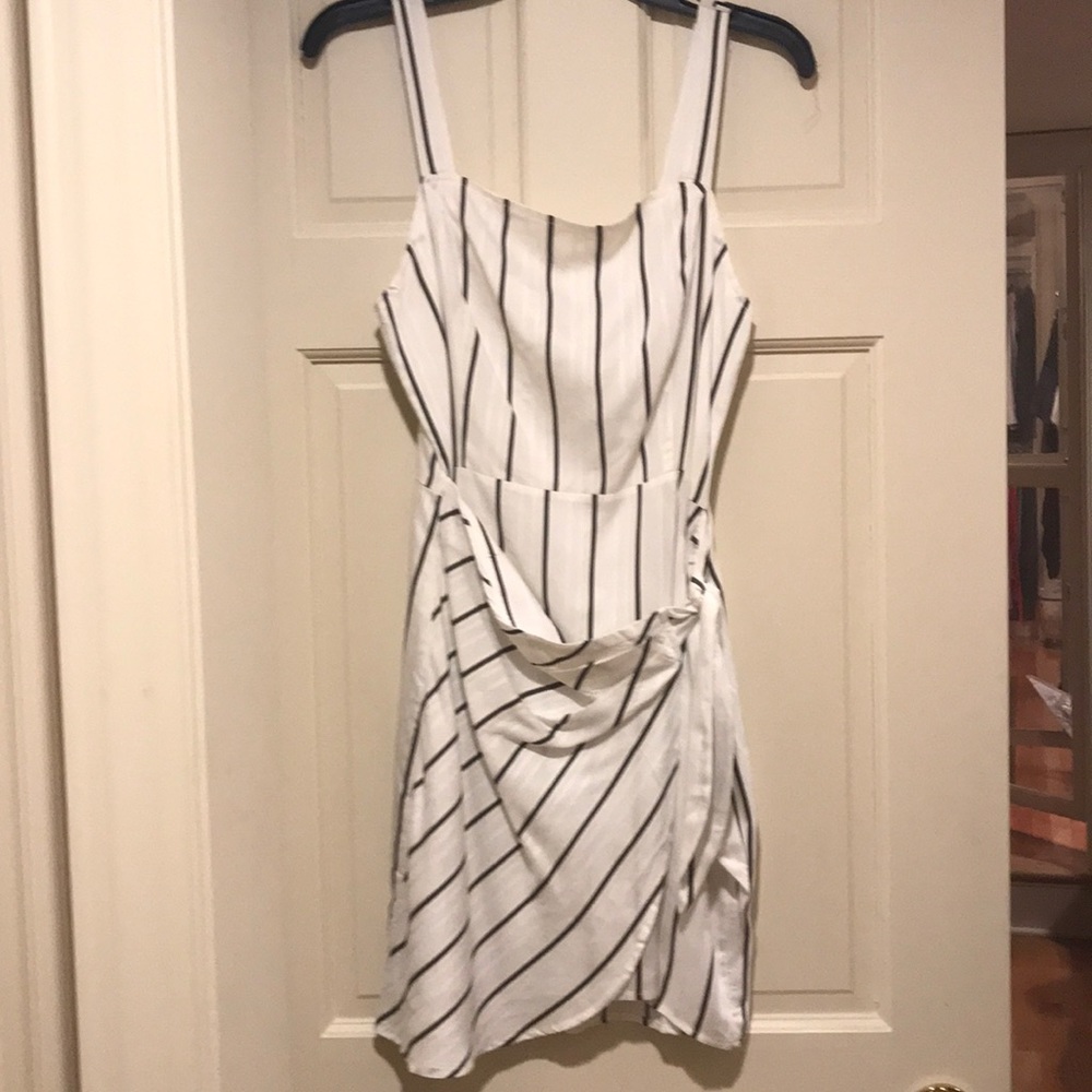 Linen Stripped Tank Top Sarong Skirted Dress